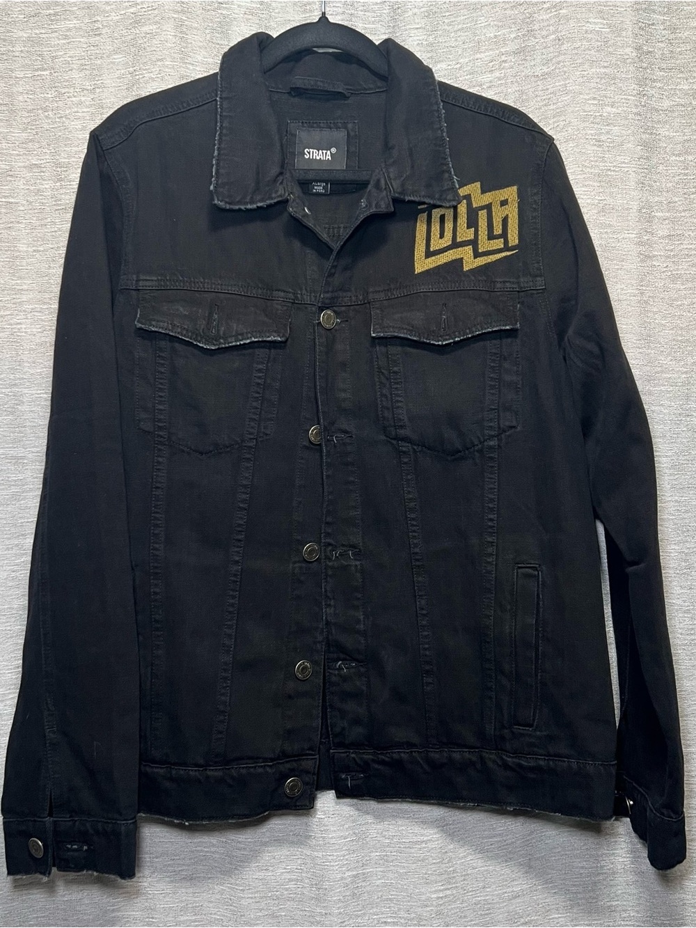 Strata Lollapalooza World Tour Black Denim Jacket XL Graphic Trucker Streetwear - Picture 3 of 15